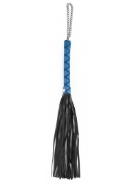 Черная многохвостая плеть-флоггер с синей ручкой - 40 см. - Notabu - купить с доставкой в Санкт-Петербурге
