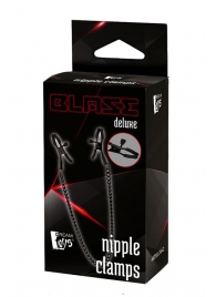 Черные зажимы на соски на цепочке BLAZE DELUXE NIPPLE CLAMPS - Dream Toys - купить с доставкой в Санкт-Петербурге
