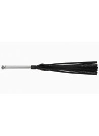 Черная многохвостая плеть с металлической ручкой - 44 см. - Джага-Джага - купить с доставкой в Санкт-Петербурге