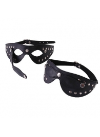 Чёрная кожаная маска с велюровой подкладкой - Sitabella - купить с доставкой в Санкт-Петербурге