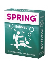 Презервативы SPRING BUBBLES с пупырышками - 3 шт. - SPRING - купить с доставкой в Санкт-Петербурге