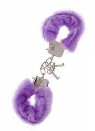 Фиолетовые меховые наручники METAL HANDCUFF WITH PLUSH LAVENDER - Dream Toys - купить с доставкой в Санкт-Петербурге