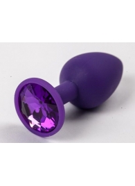 Фиолетовая силиконовая анальная пробка с фиолетовым стразом - 7,1 см. - 4sexdreaM - купить с доставкой в Санкт-Петербурге