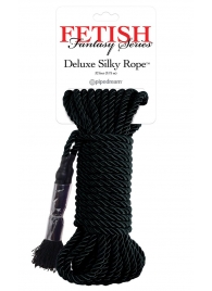 Черная веревка для фиксации Deluxe Silky Rope - 9,75 м. - Pipedream - купить с доставкой в Санкт-Петербурге