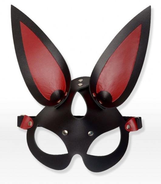 Черно-красная кожаная маска с длинными ушками - Sitabella - купить с доставкой в Санкт-Петербурге