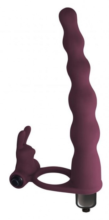 Бордовая вибронасадка для двойного проникновения Jungle Bunny - 17 см. - Lola Games - купить с доставкой в Санкт-Петербурге