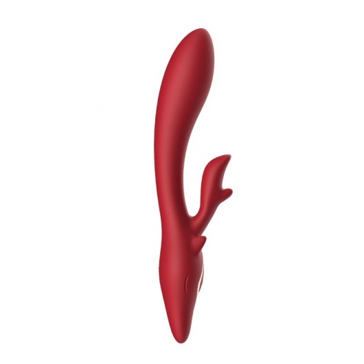 Красный вибратор-кролик - 22,5 см. - Silicone Toys