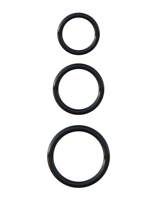 Набор из трех черных эрекционных колец Silicone 3-Ring Stamina Set - Pipedream - в Санкт-Петербурге купить с доставкой