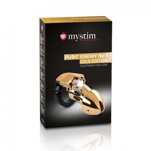 Золотистый пояс верности Pubic Enemy No1 Gold Edition для электростимуляции - MyStim - купить с доставкой в Санкт-Петербурге