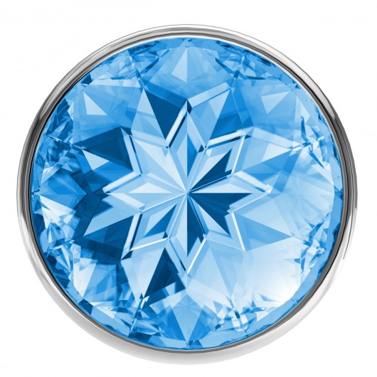 Малая серебристая анальная пробка Diamond Light blue Sparkle Small с голубым кристаллом - 7 см. - Lola Games - купить с доставкой в Санкт-Петербурге
