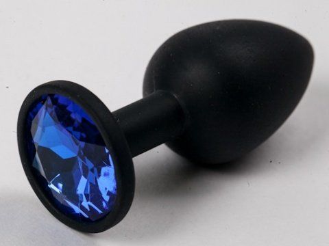 Чёрная анальная втулка с синим кристаллом - 7,3 см. - Джага-Джага - купить с доставкой в Санкт-Петербурге